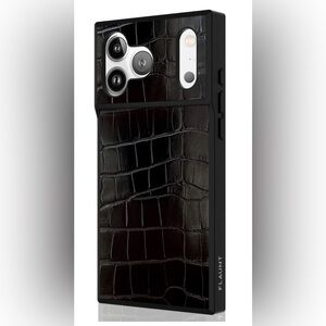 Flaunt SQUARE® Black Crocodile Faux Leather iPhone 17 pro case + MagSafe